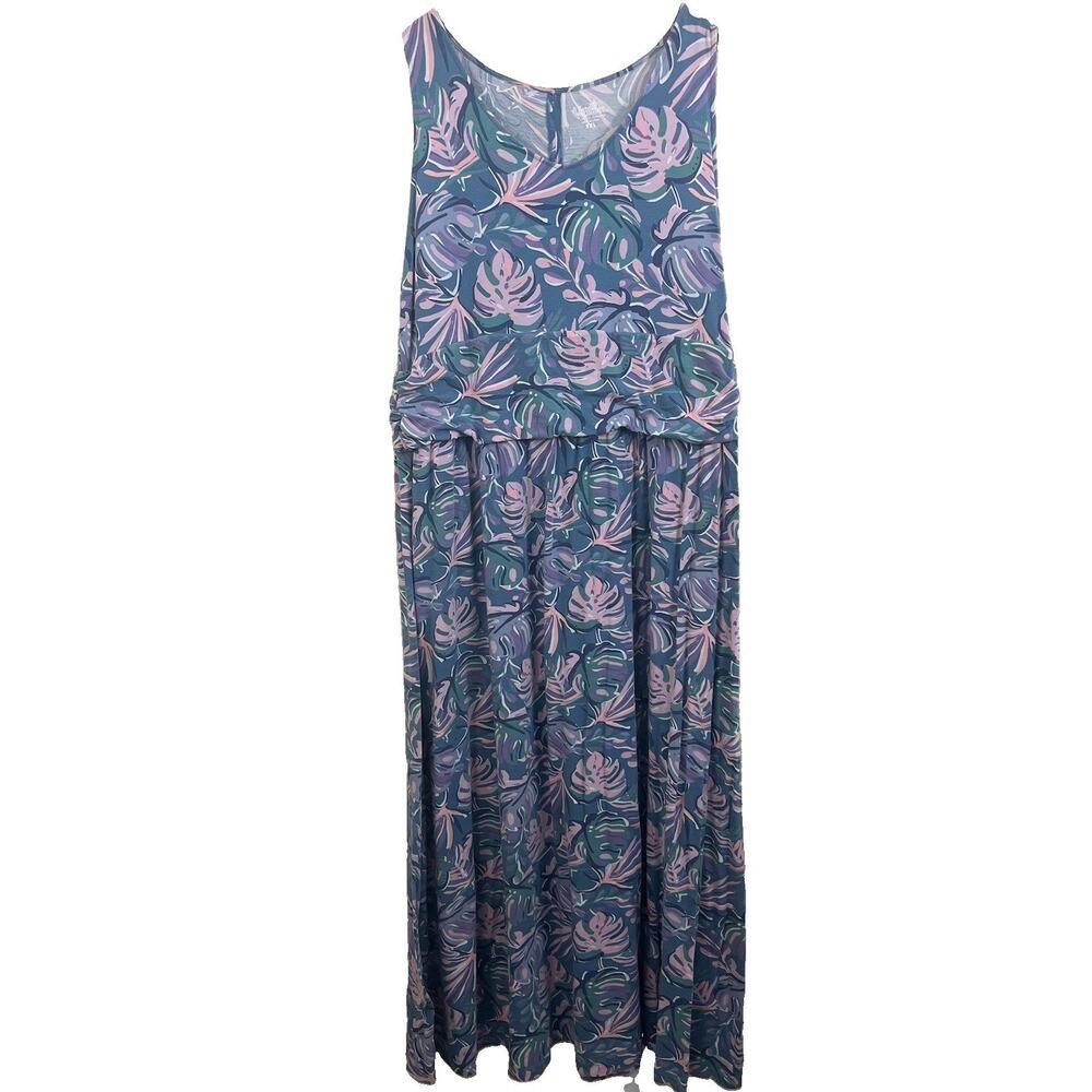 UV Skinz UPF 50+ Tropical Maxi Dress Womens 3XL Plus Size Bamboo Cotton Blend